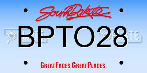 BPTO28 South Dakota License Plate