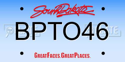 BPTO46 South Dakota License Plate