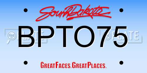 BPTO75 South Dakota License Plate