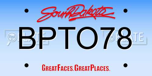 BPTO78 South Dakota License Plate