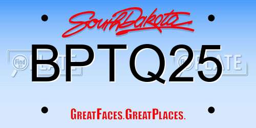 BPTQ25 South Dakota License Plate