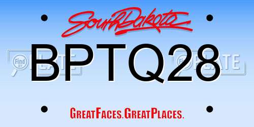 BPTQ28 South Dakota License Plate