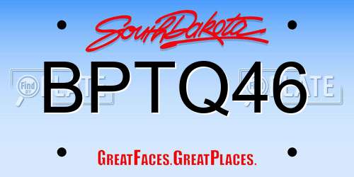 BPTQ46 South Dakota License Plate