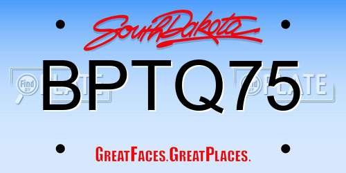 BPTQ75 South Dakota License Plate