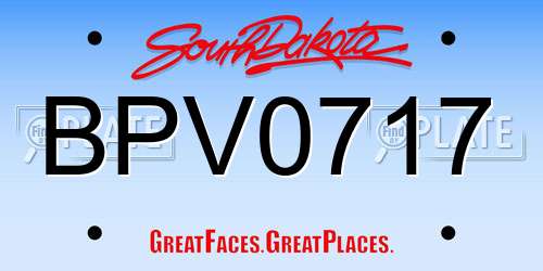 BPV0717 South Dakota License Plate