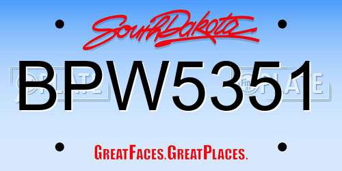 BPW5351 South Dakota License Plate
