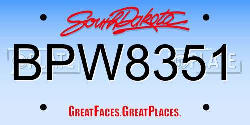 BPW8351 South Dakota License Plate
