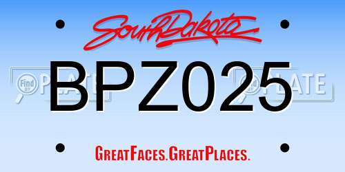 BPZ025 South Dakota License Plate