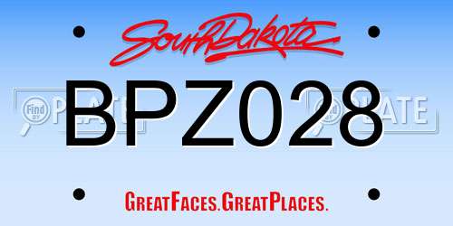 BPZ028 South Dakota License Plate