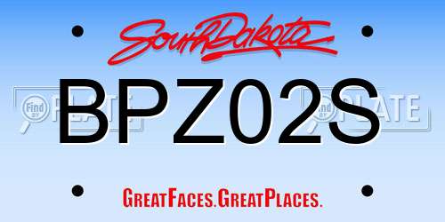 BPZ02S South Dakota License Plate