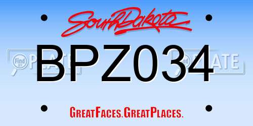 BPZ034 South Dakota License Plate