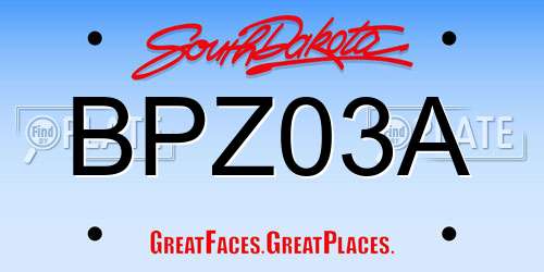 BPZ03A South Dakota License Plate