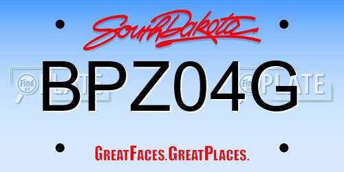 BPZ04G South Dakota License Plate