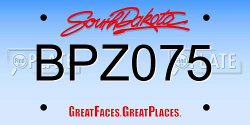 BPZ075 South Dakota License Plate