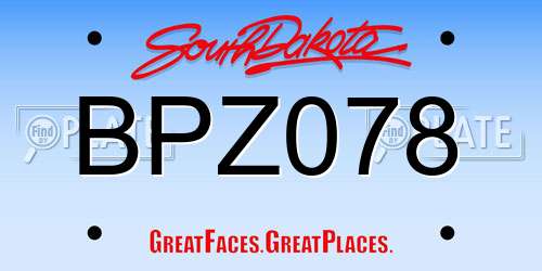 BPZ078 South Dakota License Plate