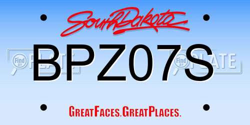 BPZ07S South Dakota License Plate