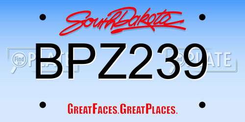 BPZ239 South Dakota License Plate