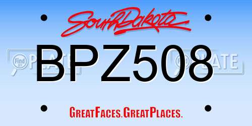 BPZ508 South Dakota License Plate