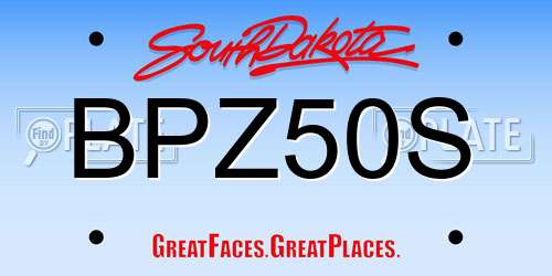 BPZ50S South Dakota License Plate