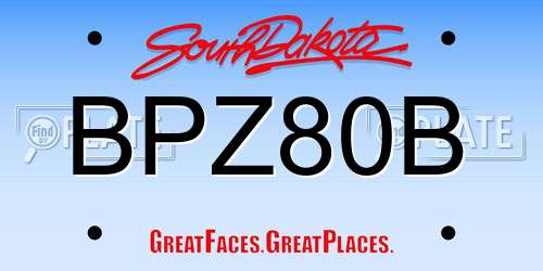 BPZ80B South Dakota License Plate