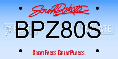 BPZ80S South Dakota License Plate