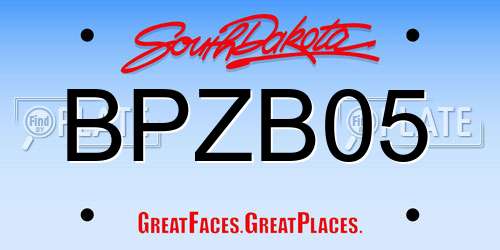 BPZB05 South Dakota License Plate