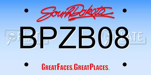BPZB08 South Dakota License Plate