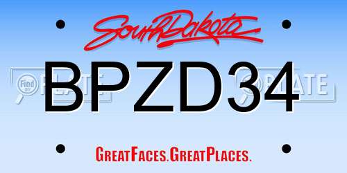 BPZD34 South Dakota License Plate