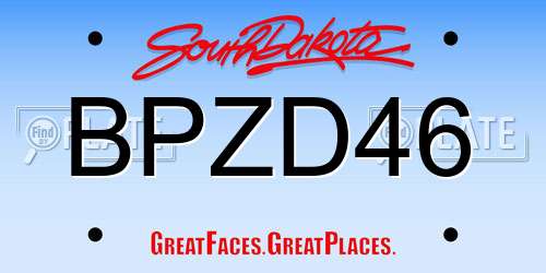 BPZD46 South Dakota License Plate