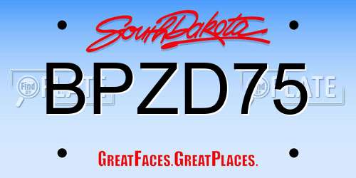 BPZD75 South Dakota License Plate