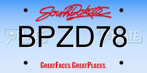 BPZD78 South Dakota License Plate