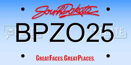 BPZO25 South Dakota License Plate