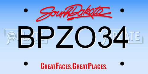 BPZO34 South Dakota License Plate