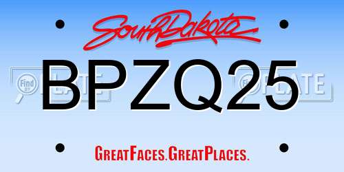BPZQ25 South Dakota License Plate