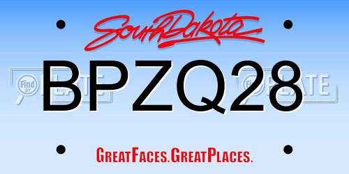 BPZQ28 South Dakota License Plate