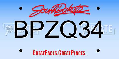 BPZQ34 South Dakota License Plate