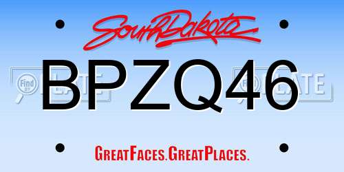 BPZQ46 South Dakota License Plate