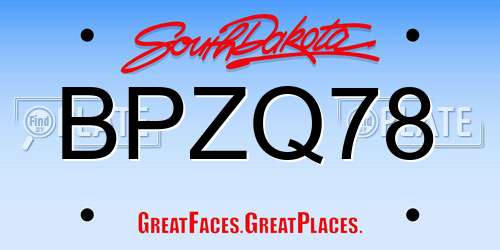 BPZQ78 South Dakota License Plate