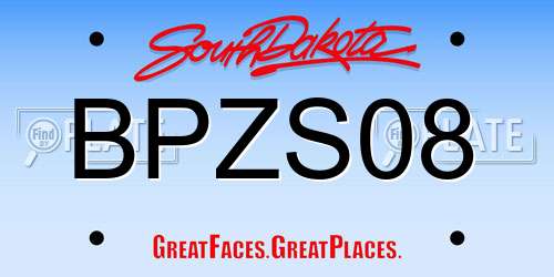 BPZS08 South Dakota License Plate