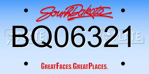 BQ06321 South Dakota License Plate