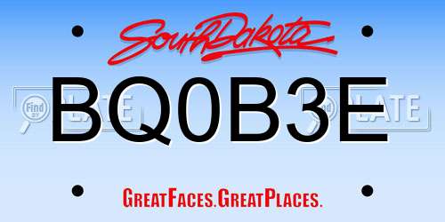 BQ0B3E South Dakota License Plate