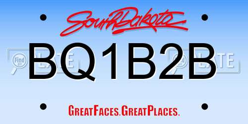 BQ1B2B South Dakota License Plate