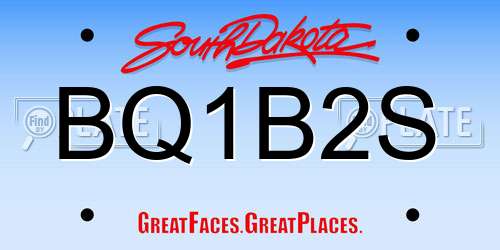 BQ1B2S South Dakota License Plate
