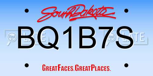 BQ1B7S South Dakota License Plate