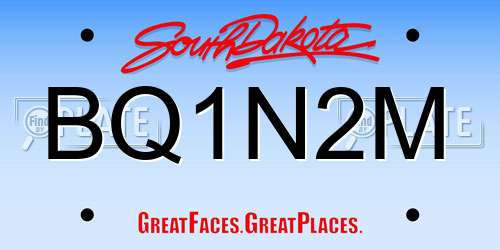 BQ1N2M South Dakota License Plate