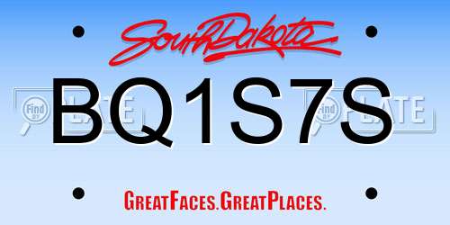 BQ1S7S South Dakota License Plate