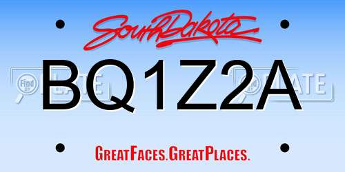 BQ1Z2A South Dakota License Plate