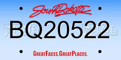BQ20522 South Dakota License Plate