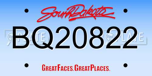 BQ20822 South Dakota License Plate