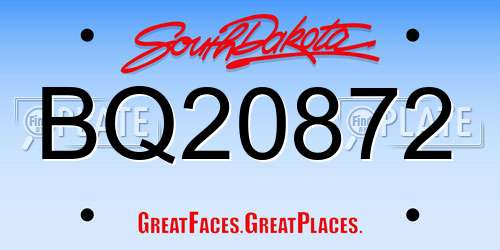 BQ20872 South Dakota License Plate